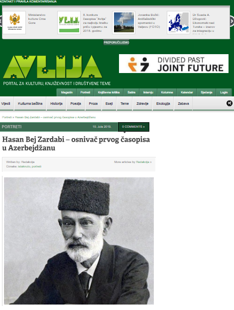 HASAN BEJ ZARDABI, OSNIVAČ PRVOG NOVINSKOG ČASOPISA AZERBEJDŽANA 